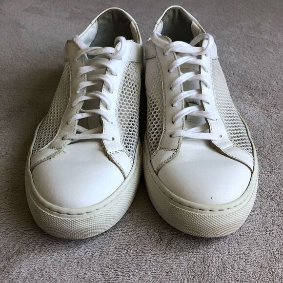 Women by Common Projects Achilles Mesh-Trimmed Leather White Lace Up Sneakers - Picture 4 of 14